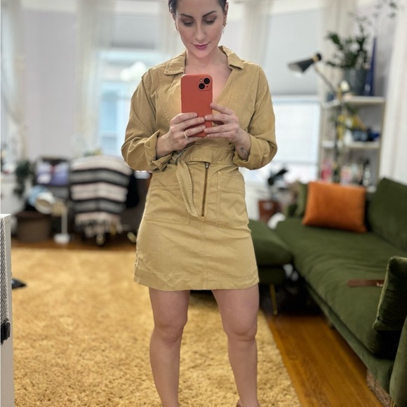 Jonathan Simkhai Standard Tan Denim Long Sleeve Mini Dress - Picture 4 of 11